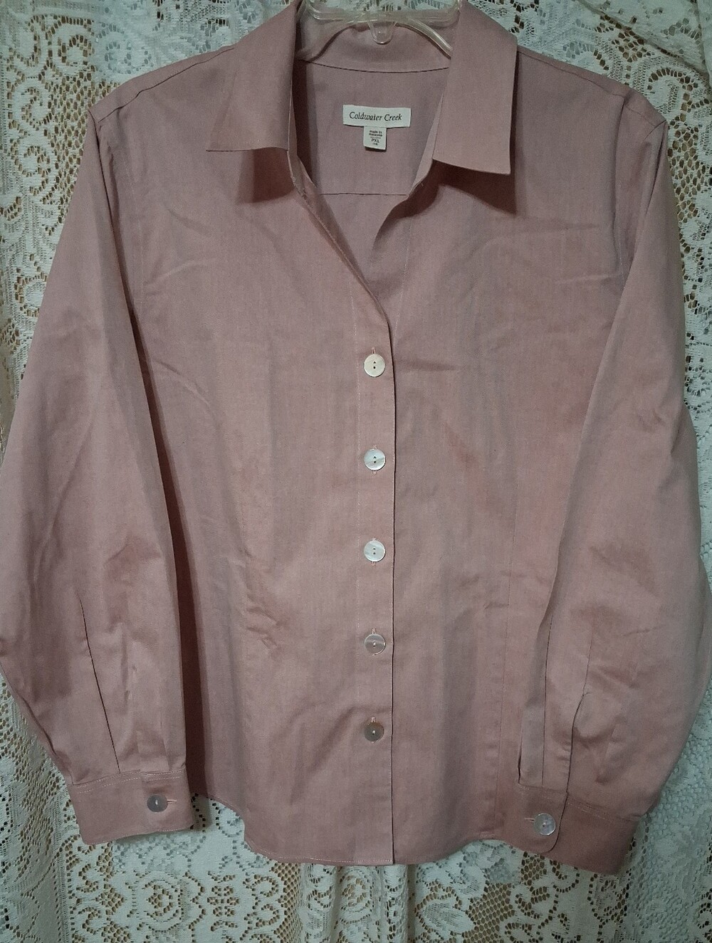 Coldwater Creek Women's Dusty Pink Button-Up Shirt